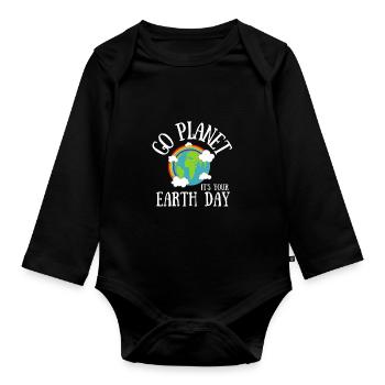 Go Planet It's Your Earth Day Rainbow - Baby Bio-Langarm-Body - Schwarz - Vorne
