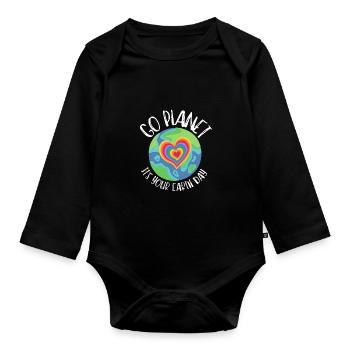 Go Planet It's Your Earth Day Rainbow - Baby Bio-Langarm-Body - Schwarz - Vorne