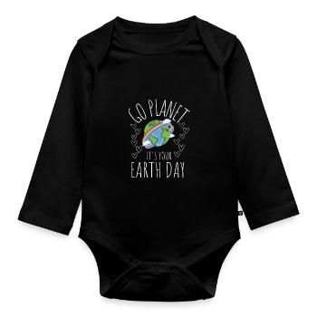 Go Planet It's Your Earth Day Rainbow - Baby Bio-Langarm-Body - Schwarz - Vorne