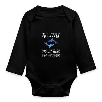 No Fins No Future Safe Sharks - Baby Bio-Langarm-Body - Schwarz - Vorne