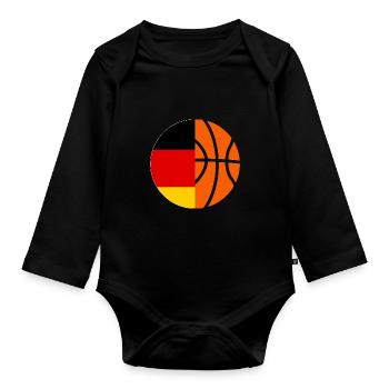 Basketballspieler Deutsche Flagge Basketball - Baby Bio-Langarm-Body - Schwarz - Vorne