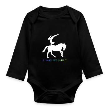 Saut d’obstacles Équitation Sports équestres Gymnastique - Body Bébé bio manches longues - noir - Devant