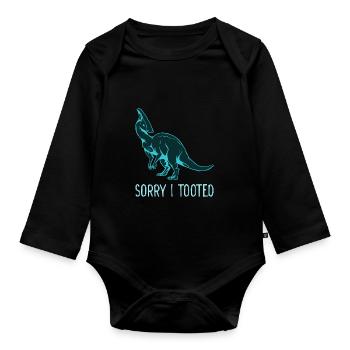 Dinosaur Parasaurolophus Dino Gift - Organic Longsleeve Baby Bodysuit - black - Front