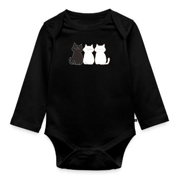 3 petits chatons - Body Bébé bio manches longues - noir - Devant