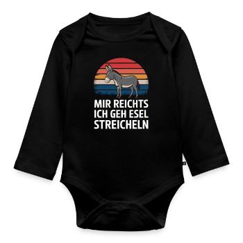 Esel Eselchen Maultier Muli - Baby Bio-Langarm-Body - Schwarz - Vorne