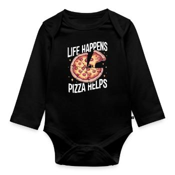 Pizza Italie Restauration rapide - Body Bébé bio manches longues - noir - Devant