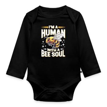 Honigbiene Imker Bienen Biene - Baby Bio-Langarm-Body - Schwarz - Vorne