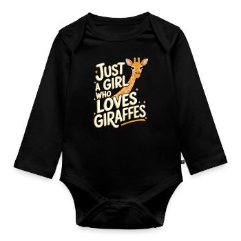 Giraffe Animal Africa Giraffes - Organic Longsleeve Baby Bodysuit - black - Front