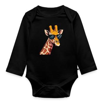 Giraffe Animal Africa Giraffes - Organic Longsleeve Baby Bodysuit - black - Front