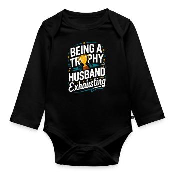 Husband, Spouse, Family, Wedding - Organic Longsleeve Baby Bodysuit - black - Front