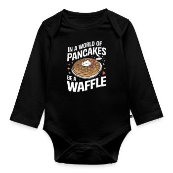 Waffles Breakfast Sweets - Organic Longsleeve Baby Bodysuit - black - Front