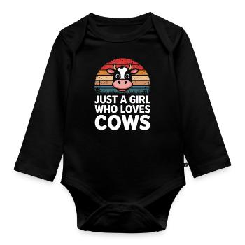 Éleveur de vaches Ferme Éleveur de vaches - Body Bébé bio manches longues - noir - Devant