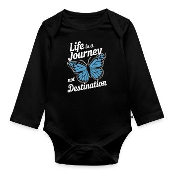 Schmetterling Monarchfalter Bunt Schmetterlinge - Baby Bio-Langarm-Body - Schwarz - Vorne
