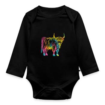 Bovins vaches Bovins Highland - Body Bébé bio manches longues - noir - Devant