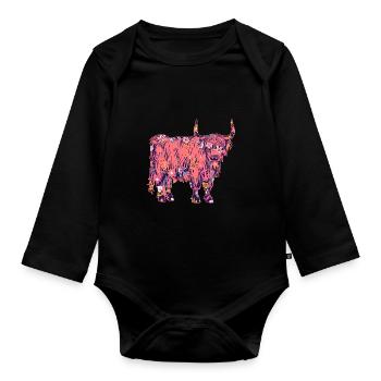 Bovins vaches Bovins Highland - Body Bébé bio manches longues - noir - Devant