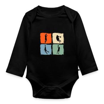 Basketballspieler Basketball - Baby Bio-Langarm-Body - Schwarz - Vorne