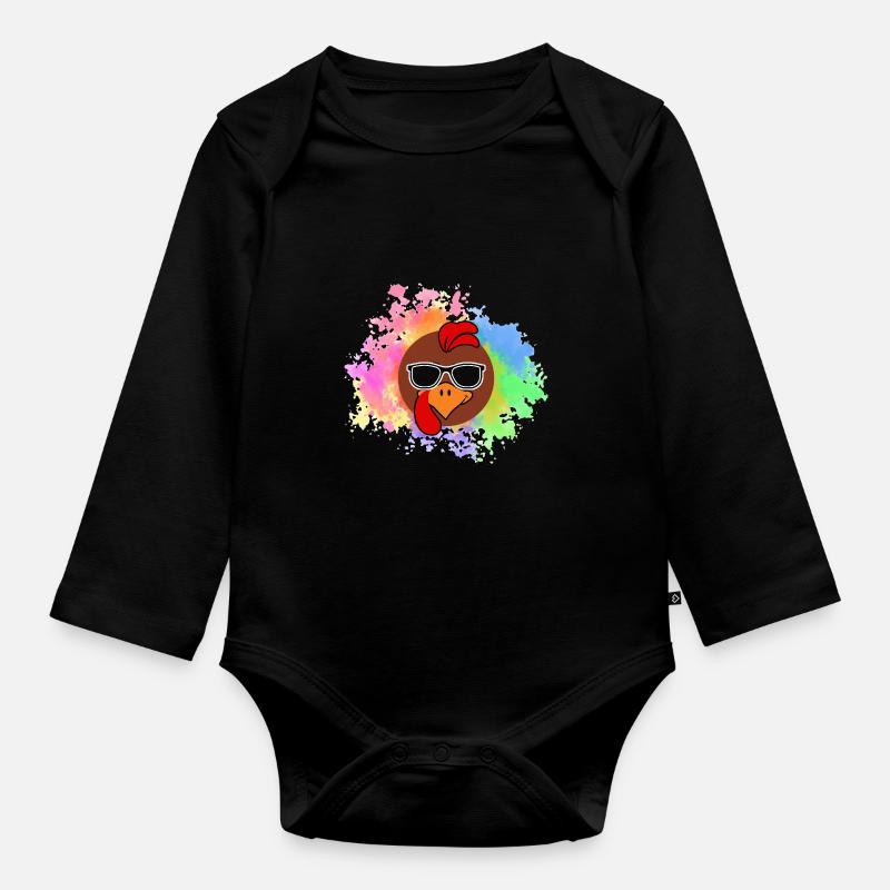 Hühner Hahn Truthahn - Baby Bio-Langarm-Body - Schwarz