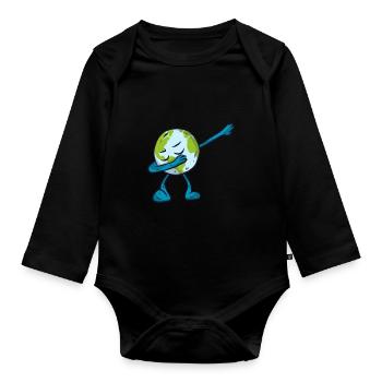 Dabbing Earth Tag der Erde - Baby Bio-Langarm-Body - Schwarz - Vorne
