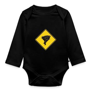 Tornado warning sign - Organic Longsleeve Baby Bodysuit - black - Front