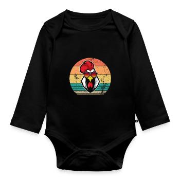 Chicken Rooster - Organic Longsleeve Baby Bodysuit - black - Front