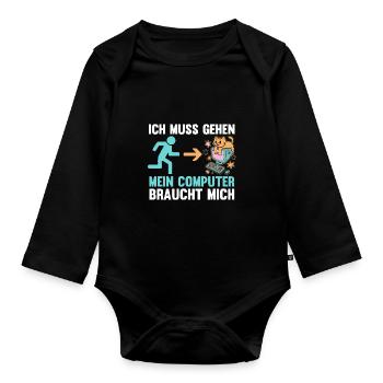 Gamer Gamer Programmer Administrator Computer - Organic Longsleeve Baby Bodysuit - black - Front