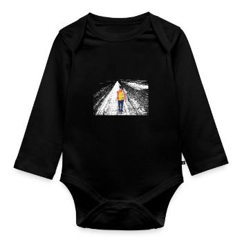 Fille seule - Body Bébé bio manches longues - noir - Devant