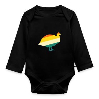 Hühner Hahn Perlhuhn - Baby Bio-Langarm-Body - Schwarz - Vorne