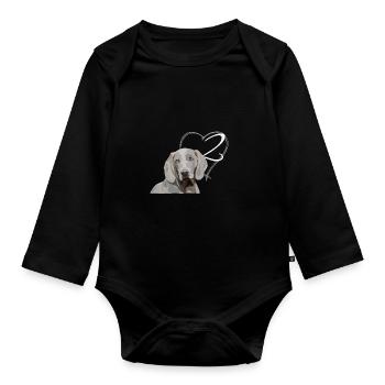 Weimaraner - 2. Geburtstag - Baby Bio-Langarm-Body - Schwarz - Vorne
