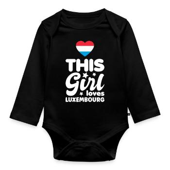 Luxembourg Flag Luxembourg flag Home - Organic Longsleeve Baby Bodysuit - black - Front