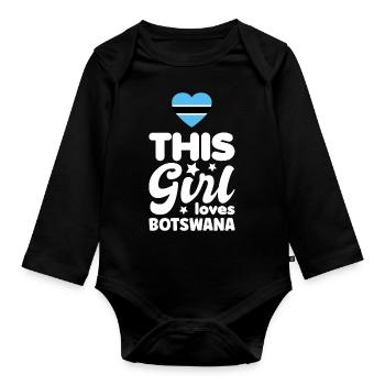 Botswana Flagge Botswana Fahne Afrika - Baby Bio-Langarm-Body - Schwarz - Vorne