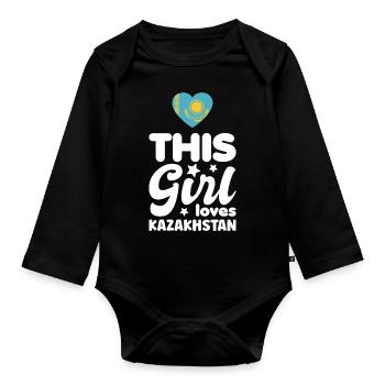 Kazakhstan Flag Kazakhstan Flag Kazakhstan - Organic Longsleeve Baby Bodysuit - black - Front