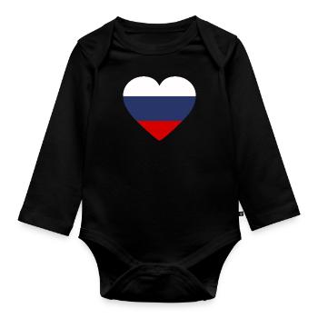 Drapeau du coeur de la Russie - Body Bébé bio manches longues - noir - Devant