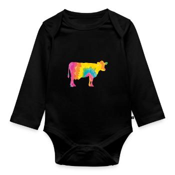 Vache Highland Bovins Vaches - Body Bébé bio manches longues - noir - Devant