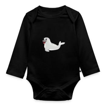 Lachende Robbe - Baby Bio-Langarm-Body - Schwarz - Vorne