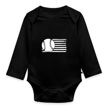 Baseballspieler Baseball - Baby Bio-Langarm-Body - Schwarz - Vorne
