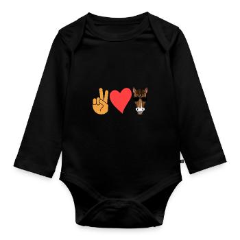Riding Horse - Organic Longsleeve Baby Bodysuit - black - Front