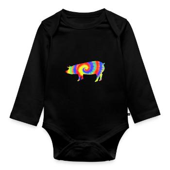 Pig - Organic Longsleeve Baby Bodysuit - black - Front