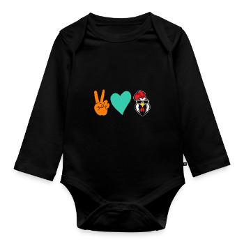 Chicken Rooster - Organic Longsleeve Baby Bodysuit - black - Front
