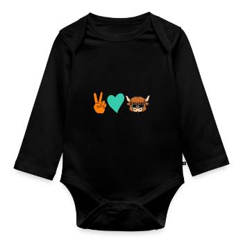 Büffel Rind Ochsen - Baby Bio-Langarm-Body - Schwarz - Vorne