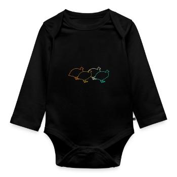 Hühner Hahn Perlhuhn - Baby Bio-Langarm-Body - Schwarz - Vorne