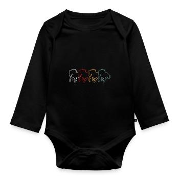 Riding Horse - Organic Longsleeve Baby Bodysuit - black - Front