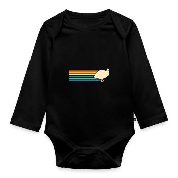 Hühner Hahn Perlhuhn - Baby Bio-Langarm-Body - Schwarz - Vorne