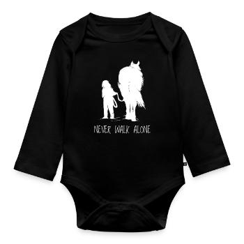 Cheval cadeau fille équitation cavalier - Body Bébé bio manches longues - noir - Devant