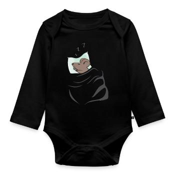 Rat sleep shirt pajama night shirt with mouse - Organic Longsleeve Baby Bodysuit - black - Front