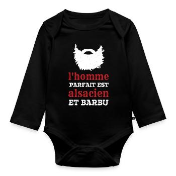 Homme Parfait Est Alsacien Barbu Alsace Père - Baby Bio-Langarm-Body - Schwarz - Vorne