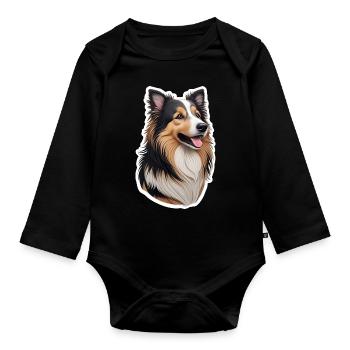 Australian Shepherd - Organic Longsleeve Baby Bodysuit - black - Front