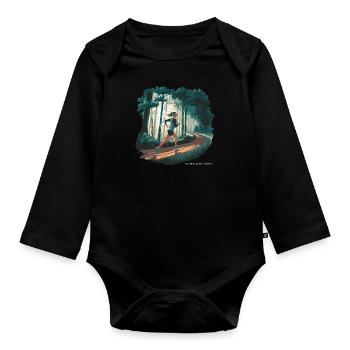 La course à pied est ma thérapie – Courir dans la nature - Body Bébé bio manches longues - noir - Devant
