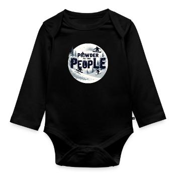 Powder to the People – Snowboard & Powder - Baby Bio-Langarm-Body - Schwarz - Vorne