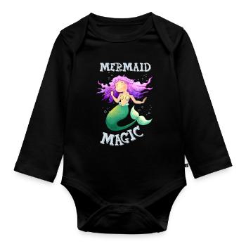Cute Mermaid girl design - Organic Longsleeve Baby Bodysuit - black - Front