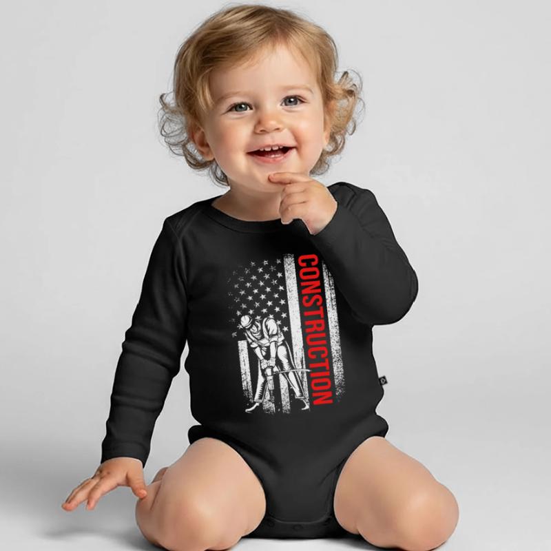 Construction worker construction site Organic Longsleeve Baby Bodysuit